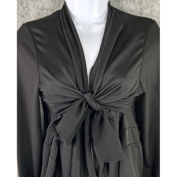 Pebble and Stone Small Black Tie Front Cardigan Open Waterfall Knit Lightweight - Picture 2 of 10